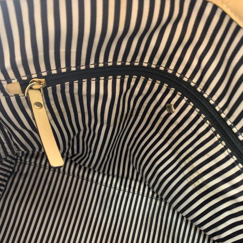 Kate Spade Beige Pebble Grain Leather Large‎ Zip Satchel Shoulder Bag